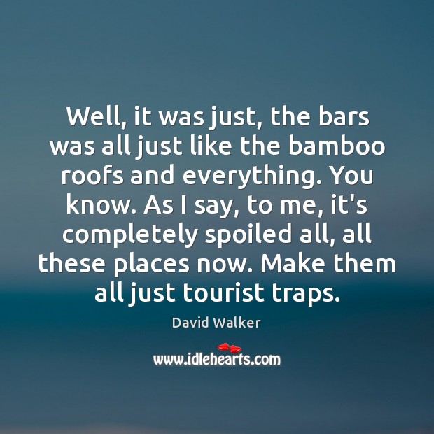 Well, it was just, the bars was all just like the bamboo David Walker Picture Quote