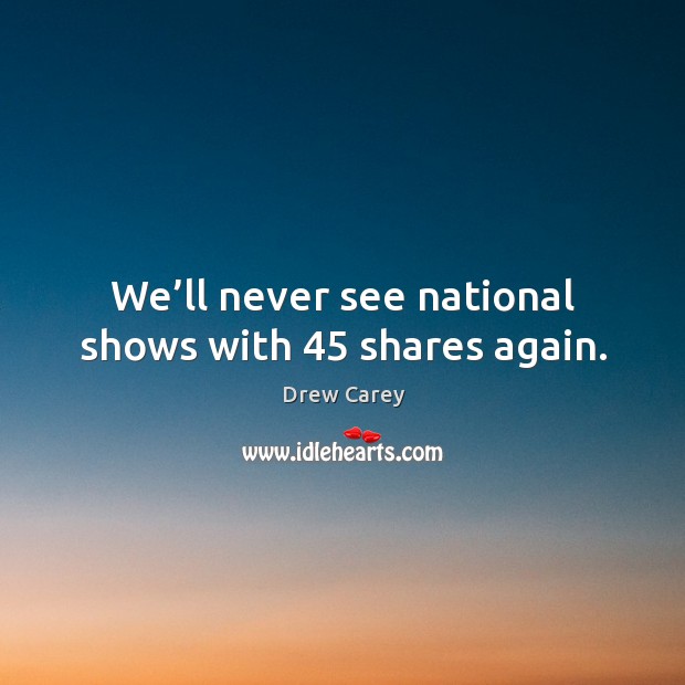We’ll never see national shows with 45 shares again. Drew Carey Picture Quote