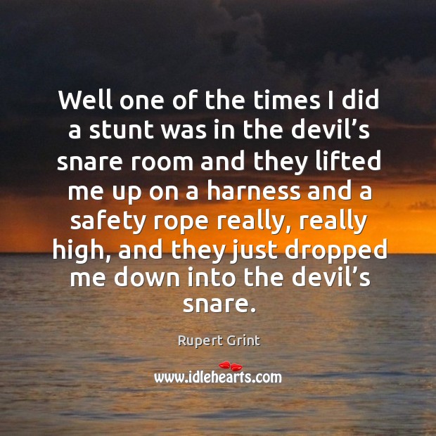 Well one of the times I did a stunt was in the devil’s snare room and they lifted me Rupert Grint Picture Quote