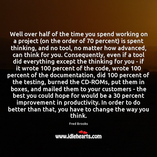 Well over half of the time you spend working on a project ( Fred Brooks Picture Quote