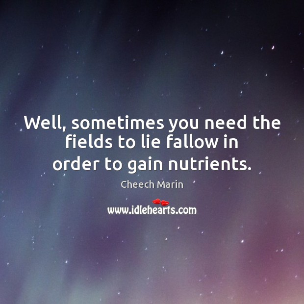 Well, sometimes you need the fields to lie fallow in order to gain nutrients. Cheech Marin Picture Quote