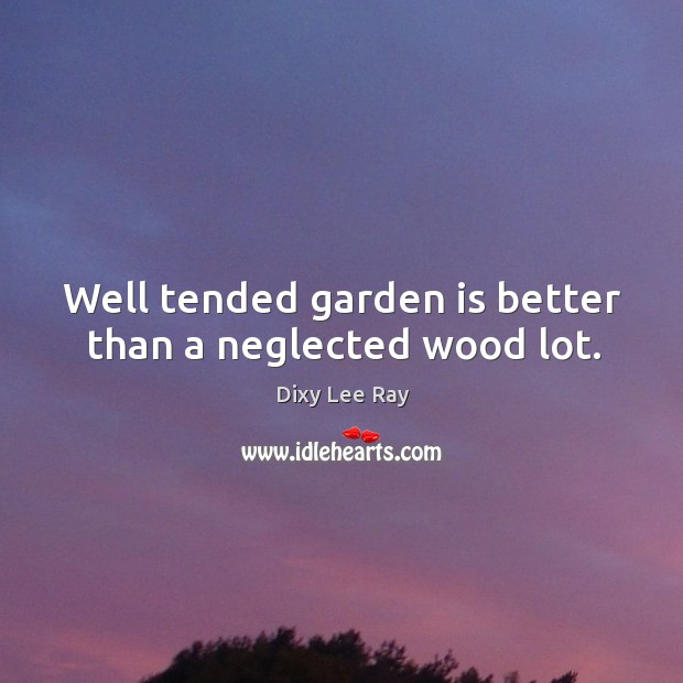 Well tended garden is better than a neglected wood lot. Dixy Lee Ray Picture Quote