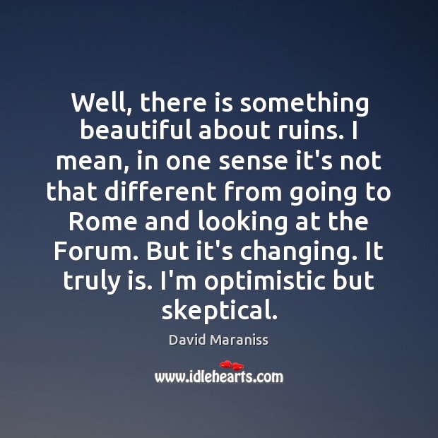 Well, there is something beautiful about ruins. I mean, in one sense David Maraniss Picture Quote