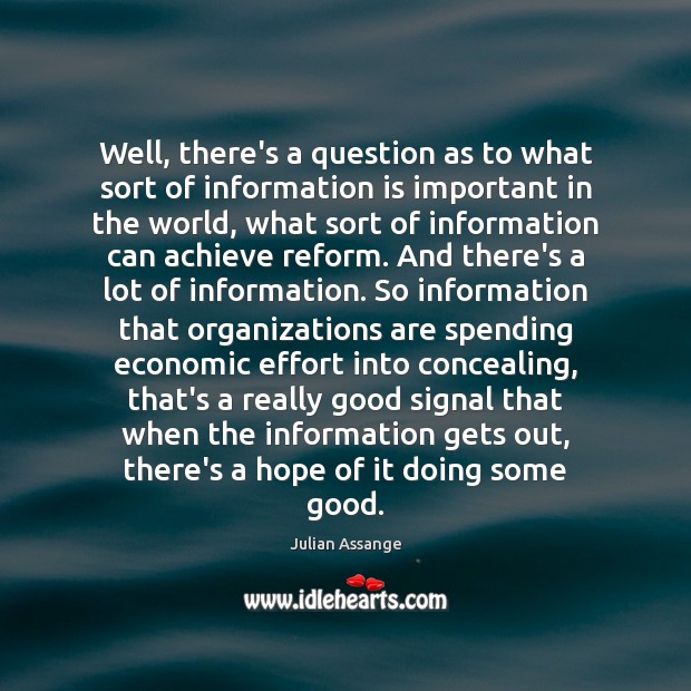 Well, there’s a question as to what sort of information is important Julian Assange Picture Quote