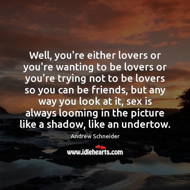Well, you’re either lovers or you’re wanting to be lovers or you’re Andrew Schneider Picture Quote