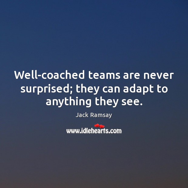 Well-coached teams are never surprised; they can adapt to anything they see. Jack Ramsay Picture Quote