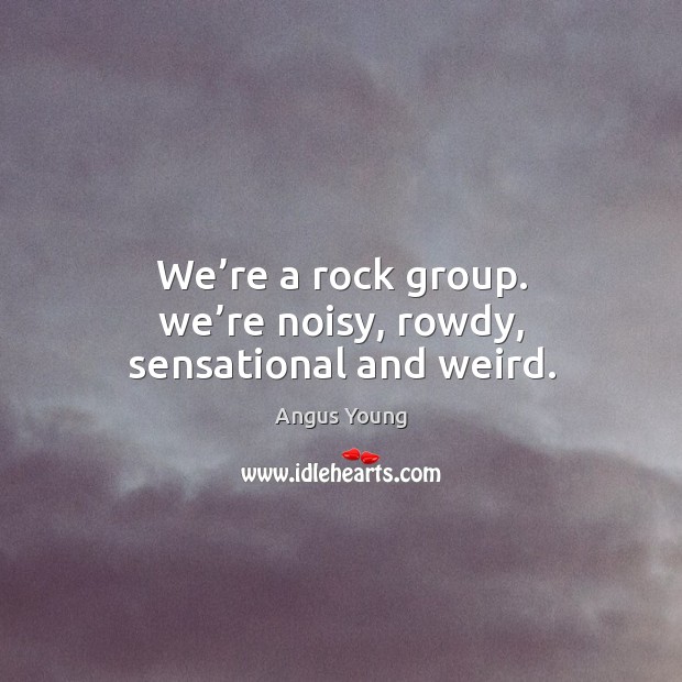 We’re a rock group. We’re noisy, rowdy, sensational and weird. Image