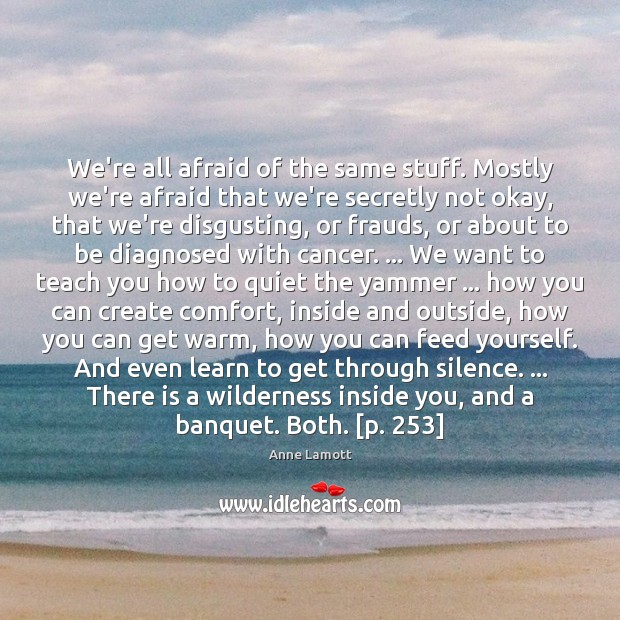 We’re all afraid of the same stuff. Mostly we’re afraid that we’re Anne Lamott Picture Quote
