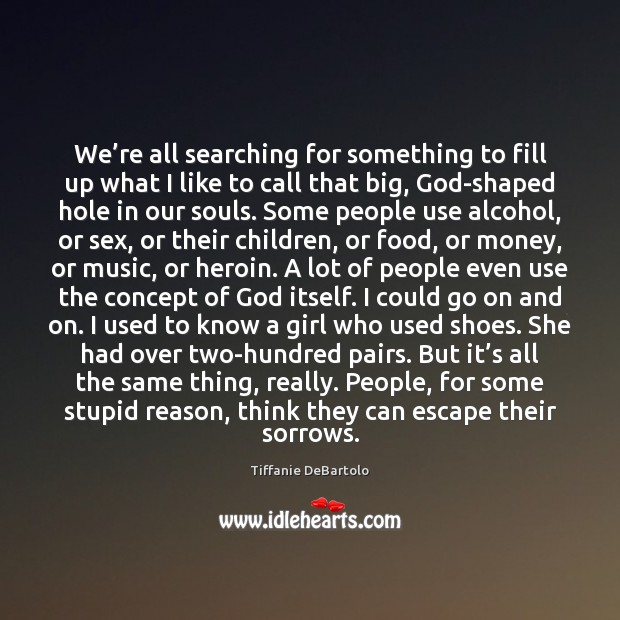 We’re all searching for something to fill up what I like Tiffanie DeBartolo Picture Quote