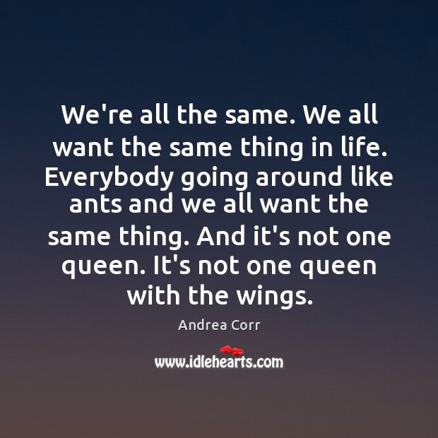 We’re all the same. We all want the same thing in life. Andrea Corr Picture Quote