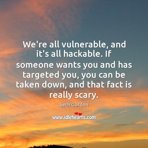 We’re all vulnerable, and it’s all hackable. If someone wants you and Seth Gordon Picture Quote