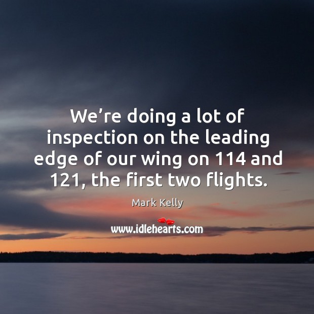 We’re doing a lot of inspection on the leading edge of our wing on 114 and 121, the first two flights. Mark Kelly Picture Quote