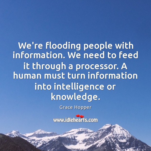 We’re flooding people with information. We need to feed it through a Grace Hopper Picture Quote