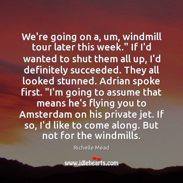 We’re going on a, um, windmill tour later this week.” If I’d 