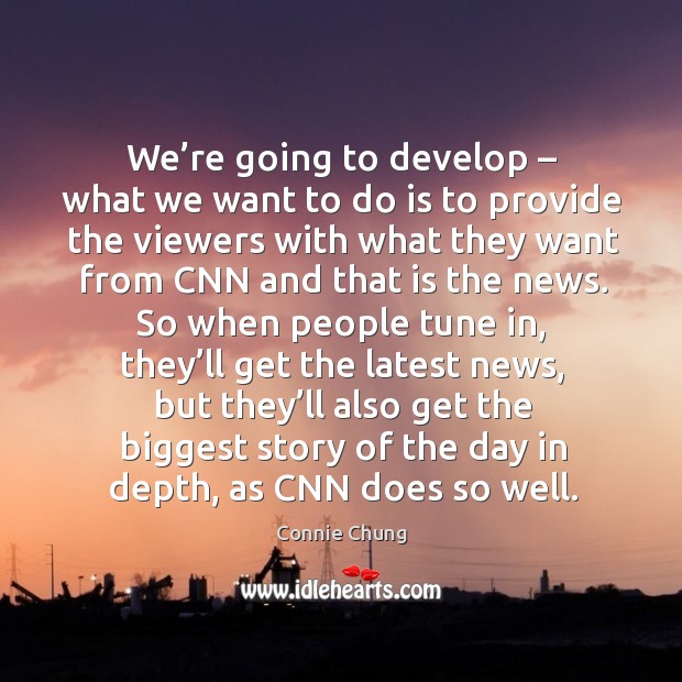 We’re going to develop – what we want to do is to provide the viewers with what they want Connie Chung Picture Quote