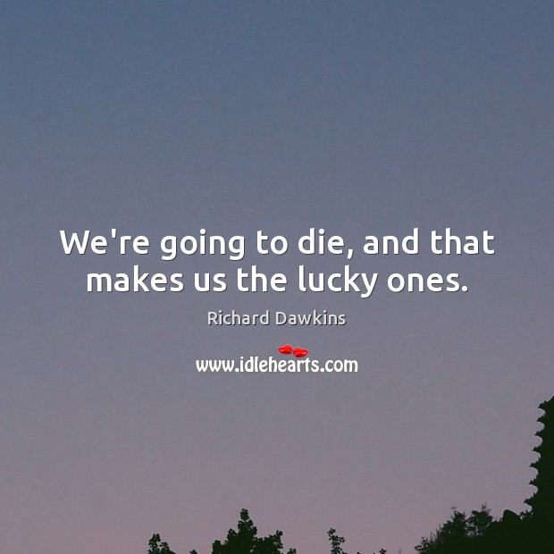 We’re going to die, and that makes us the lucky ones. Image