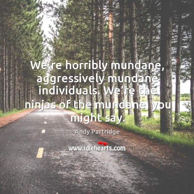 We’re horribly mundane, aggressively mundane individuals. We’re the ninjas of the mundane, you might say. Andy Partridge Picture Quote