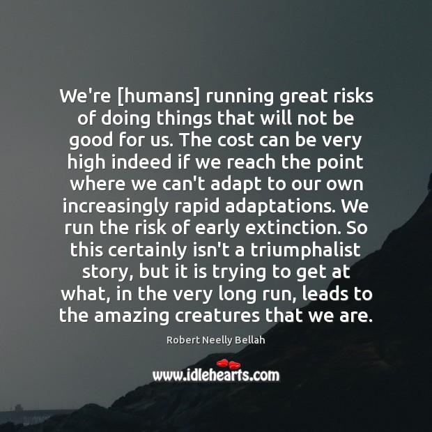 We’re [humans] running great risks of doing things that will not be Image