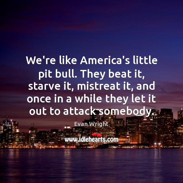 We’re like America’s little pit bull. They beat it, starve it, mistreat Evan Wright Picture Quote