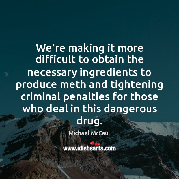 We’re making it more difficult to obtain the necessary ingredients to produce Michael McCaul Picture Quote