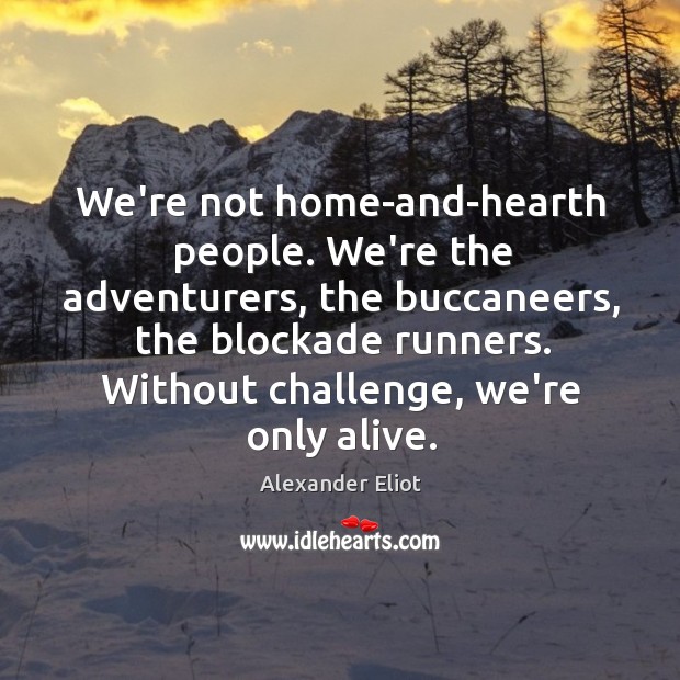 We’re not home-and-hearth people. We’re the adventurers, the buccaneers, the blockade runners. Image
