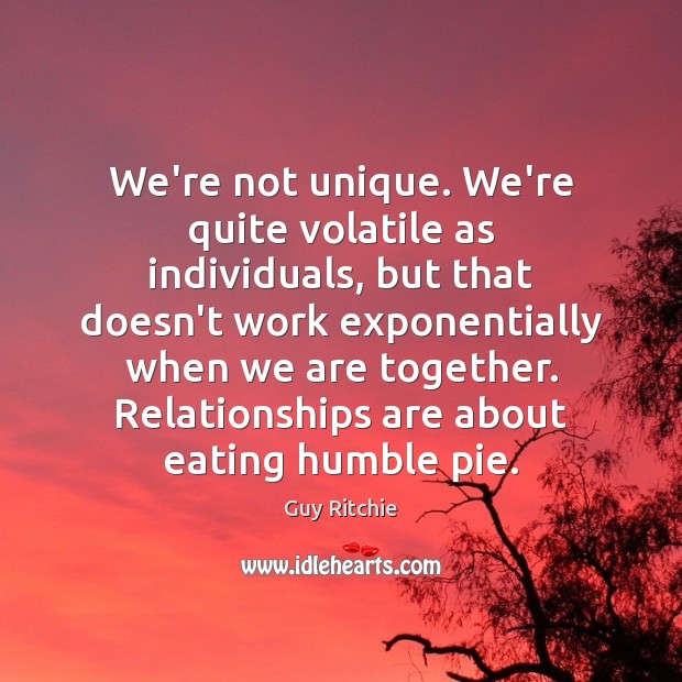 We’re not unique. We’re quite volatile as individuals, but that doesn’t work Guy Ritchie Picture Quote