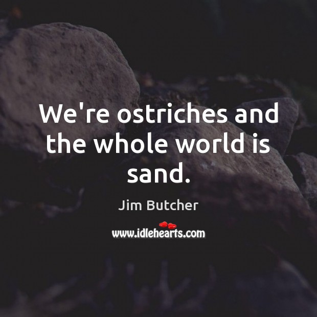 We’re ostriches and the whole world is sand. Image