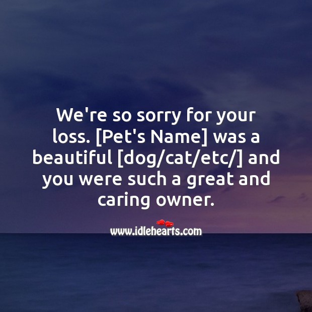 We’re so sorry for your loss, you were such a great and caring owner. Sympathy Messages for Loss of Pet Image