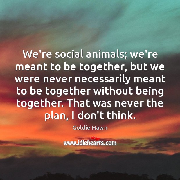 We’re social animals; we’re meant to be together, but we were never Image