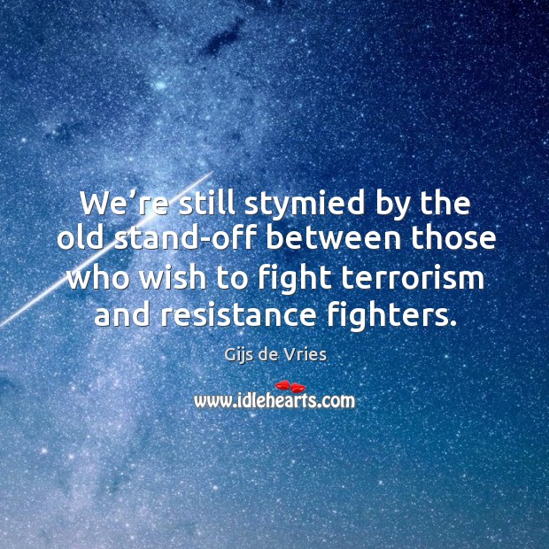 We’re still stymied by the old stand-off between those who wish to fight terrorism and resistance fighters. Gijs de Vries Picture Quote