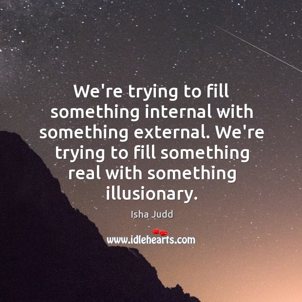 We’re trying to fill something internal with something external. We’re trying to Isha Judd Picture Quote