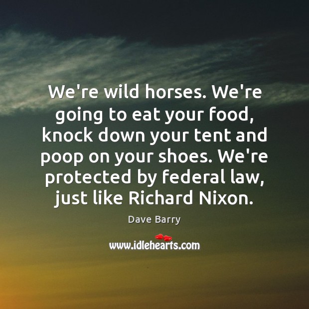 We’re wild horses. We’re going to eat your food, knock down your Dave Barry Picture Quote