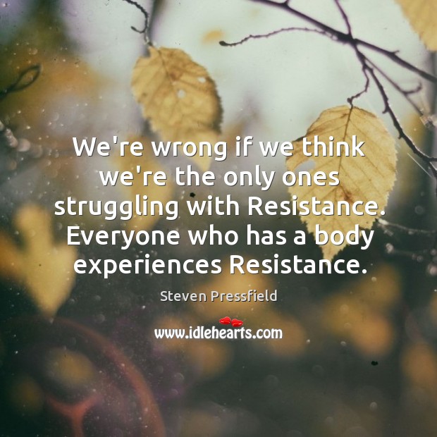 We’re wrong if we think we’re the only ones struggling with Resistance. Steven Pressfield Picture Quote