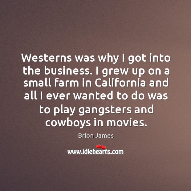 Westerns was why I got into the business. Brion James Picture Quote