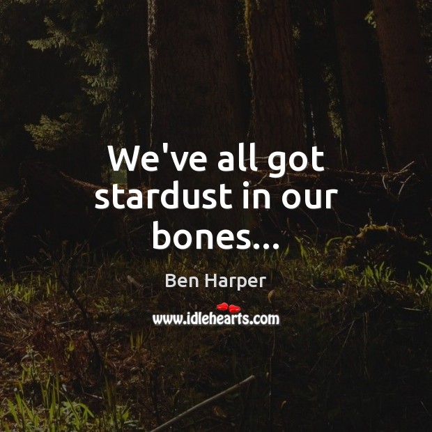 We’ve all got stardust in our bones… Ben Harper Picture Quote