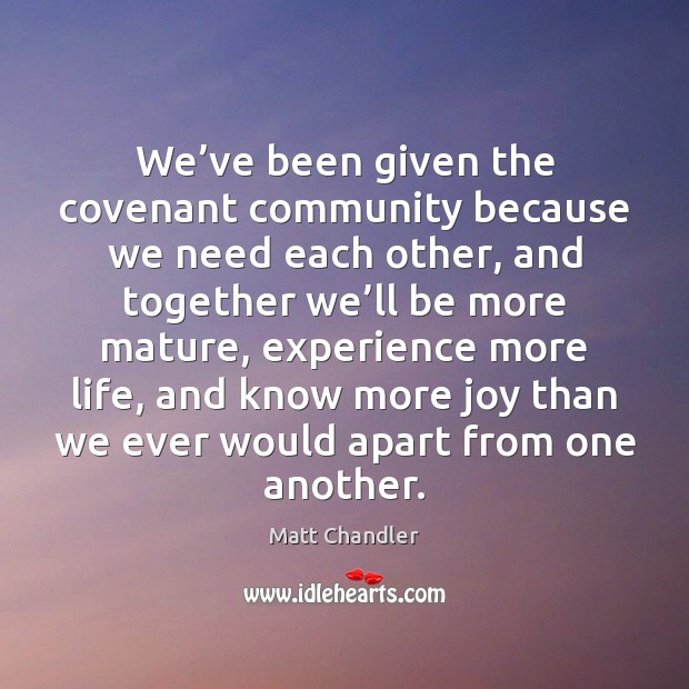 We’ve been given the covenant community because we need each other, Image