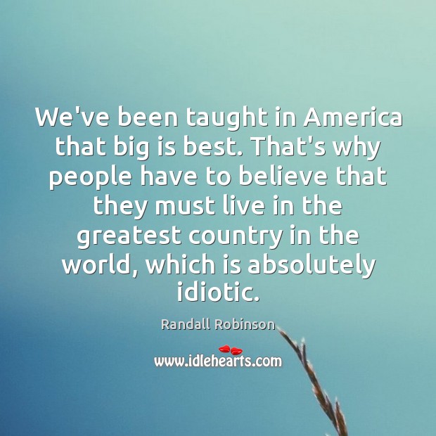 We’ve been taught in America that big is best. That’s why people Randall Robinson Picture Quote