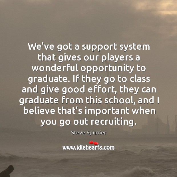 We’ve got a support system that gives our players a wonderful opportunity to graduate. Image
