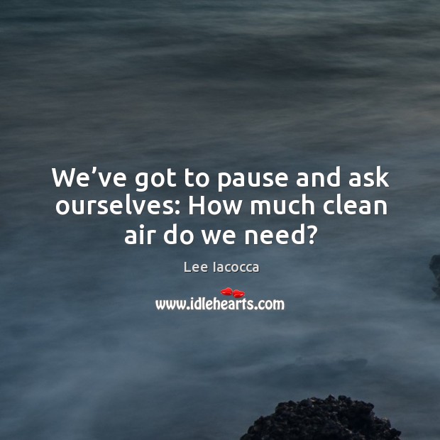 We’ve got to pause and ask ourselves: how much clean air do we need? Lee Iacocca Picture Quote