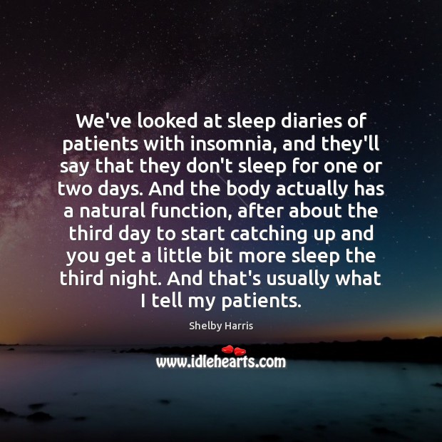 We’ve looked at sleep diaries of patients with insomnia, and they’ll say Shelby Harris Picture Quote