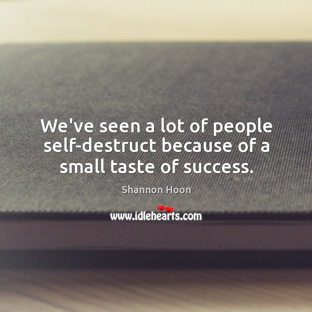 We’ve seen a lot of people self-destruct because of a small taste of success. Shannon Hoon Picture Quote