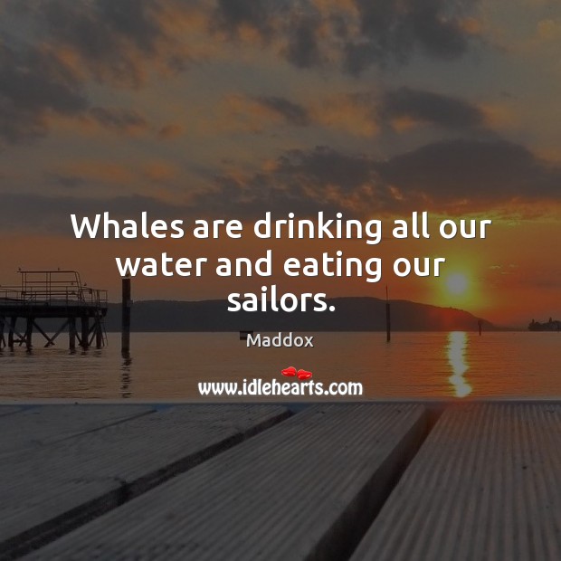 Whales are drinking all our water and eating our sailors. Maddox Picture Quote