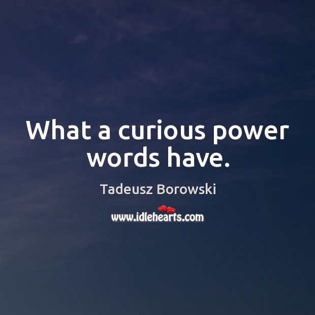 What a curious power words have. Tadeusz Borowski Picture Quote