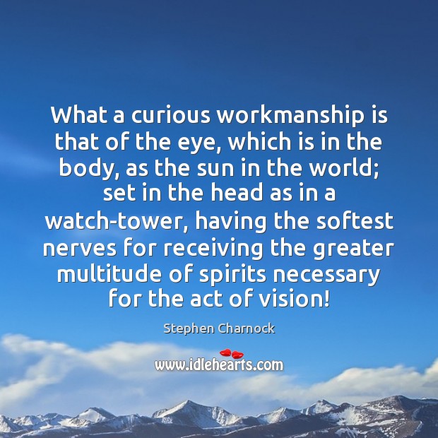 What a curious workmanship is that of the eye, which is in Stephen Charnock Picture Quote