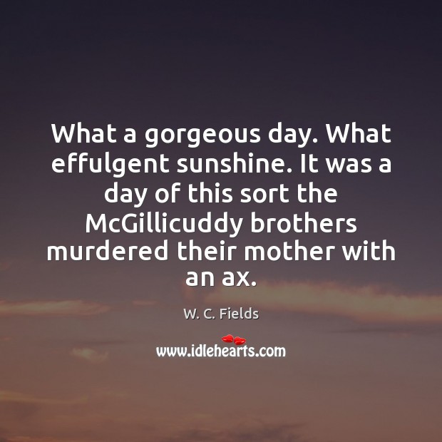 What a gorgeous day. What effulgent sunshine. It was a day of W. C. Fields Picture Quote