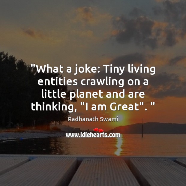 “What a joke: Tiny living entities crawling on a little planet and Radhanath Swami Picture Quote