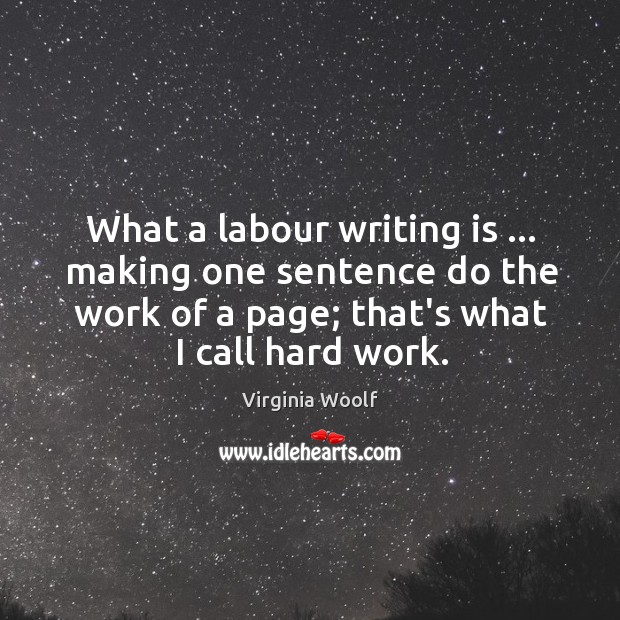 What a labour writing is … making one sentence do the work of Image