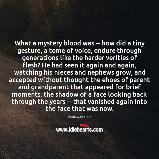 What a mystery blood was — how did a tiny gesture, a Diana Gabaldon Picture Quote