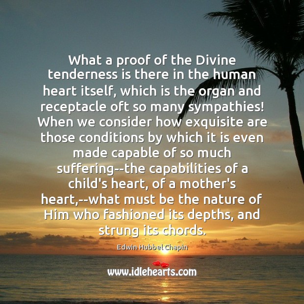 What a proof of the Divine tenderness is there in the human Edwin Hubbel Chapin Picture Quote