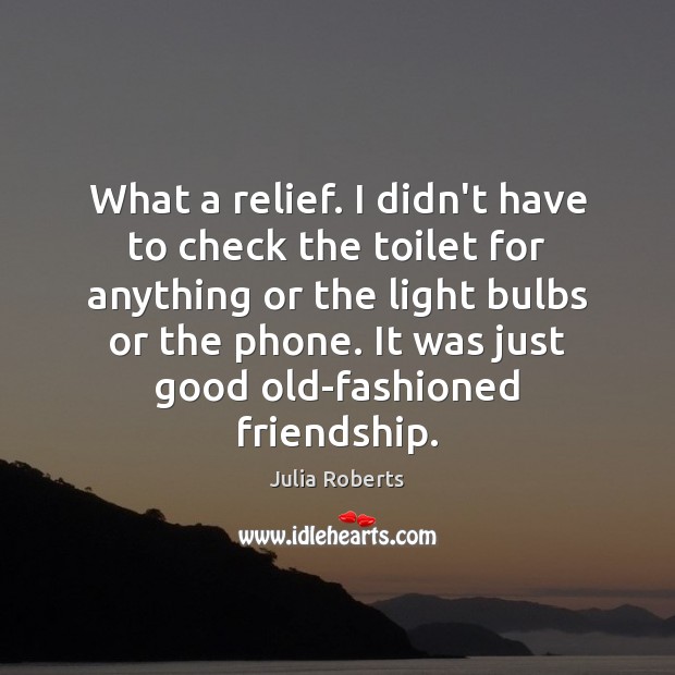What a relief. I didn’t have to check the toilet for anything Julia Roberts Picture Quote